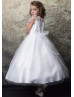 White Scalloped Lace Tulle Amazing Flower Girl Dress